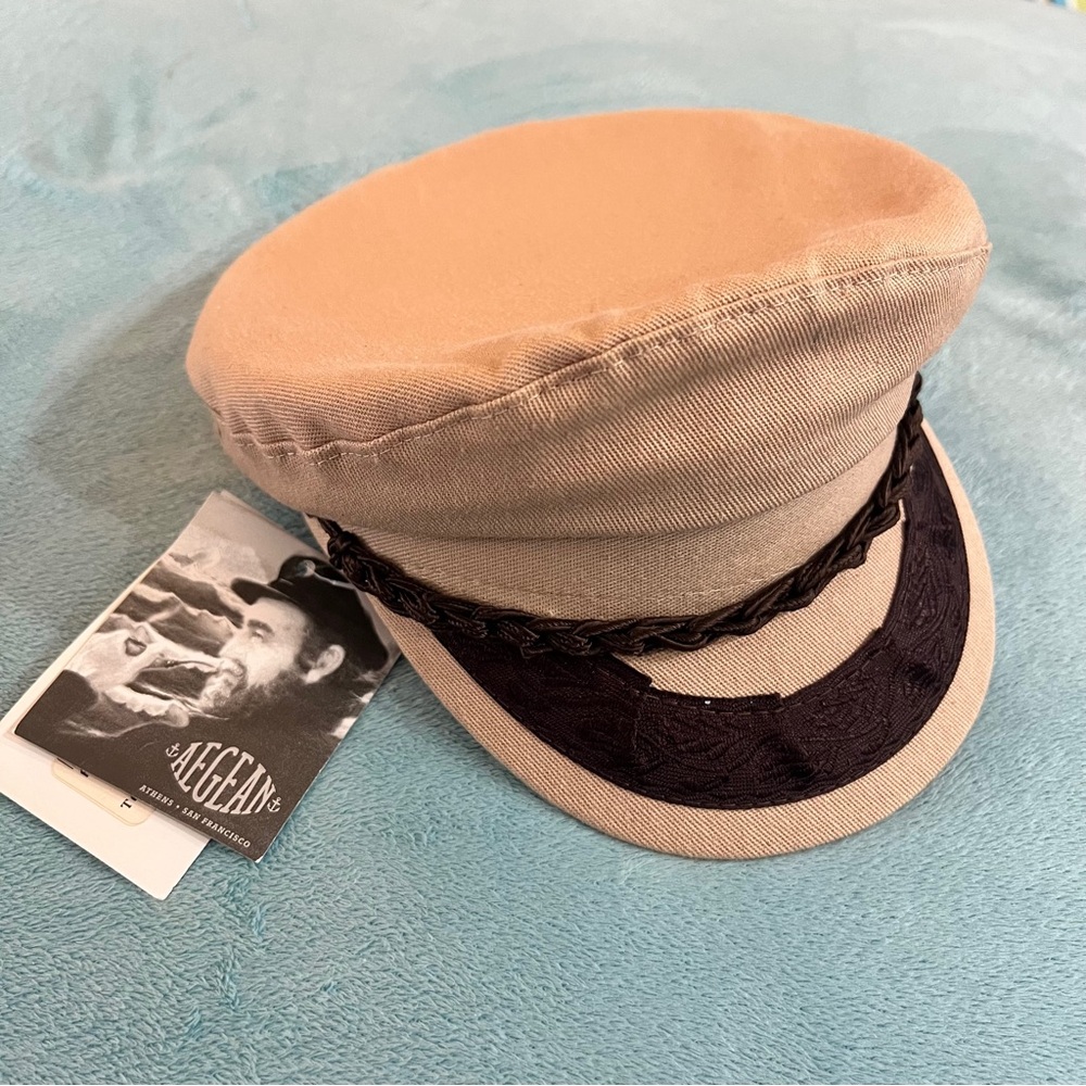 Classic Tan Baker Boy Cap with Black Trim
